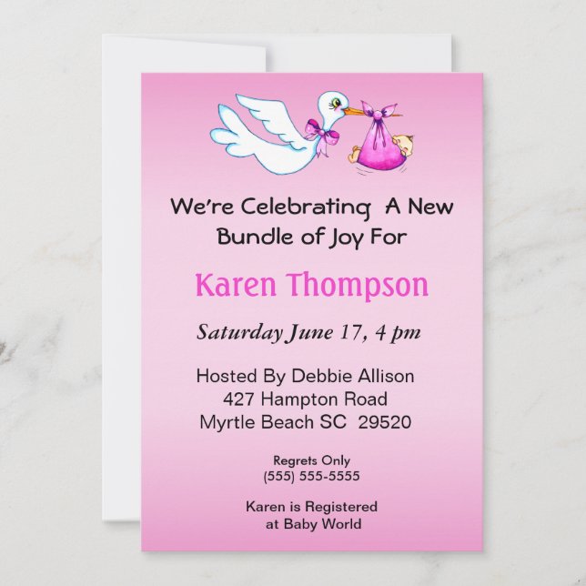 Invitation Baby shower de cigognes (Devant)