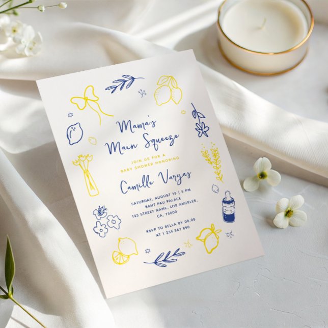 Invitation Baby shower de citron italien à la main (Créateur téléchargé)