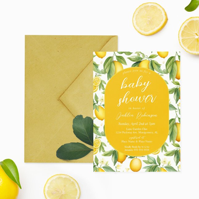 Invitation Baby shower de citron jaune d'été (Créateur téléchargé)