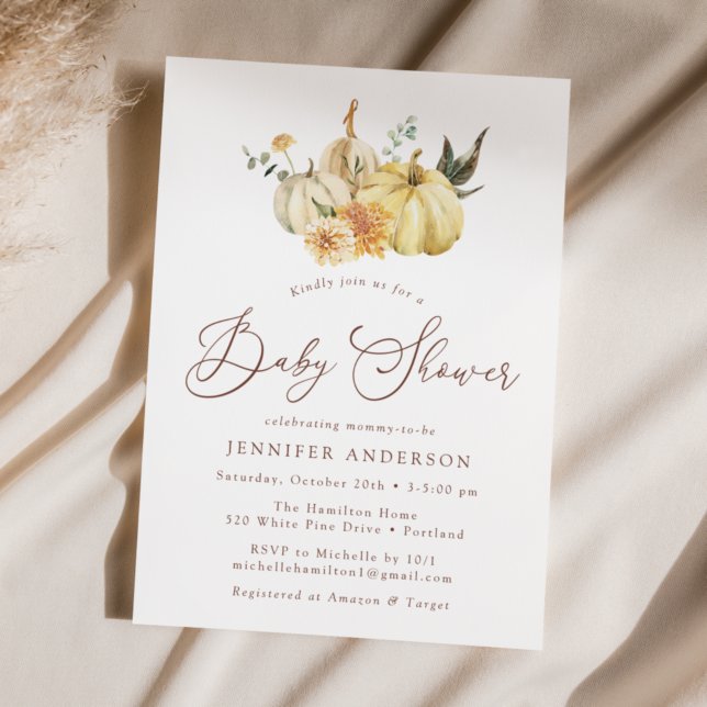 Invitation Baby shower de Citrouille d'automne rustique (Créateur téléchargé)