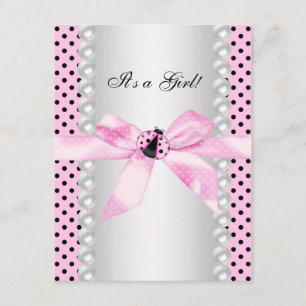 Invitation Baby shower de coccinelle rose