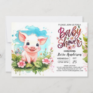 Invitation Baby shower de cochon des amis de la ferme