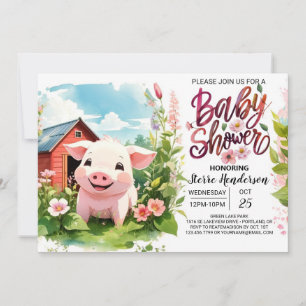 Invitation Baby shower de cochons de ferme Boho Bliss