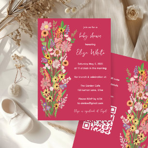 Invitation Baby shower de code QR personnalisé peint à la mai