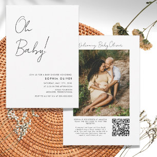 Invitation Baby shower de code QR photo minimaliste