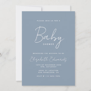 Invitation Baby shower de code QR photo minimaliste bleu