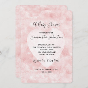 Invitation Baby shower de coeur blanc rose vif