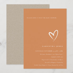 Invitation Baby shower de coeur orange brûlé de ro