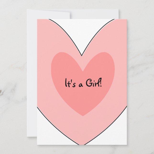 Invitation Baby shower de coeur rose (Devant)