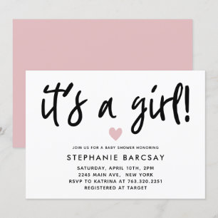 Invitation Baby shower de coeur rose moderne