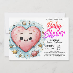 Invitation Baby shower de Coeurs roses et amoureux moderne
