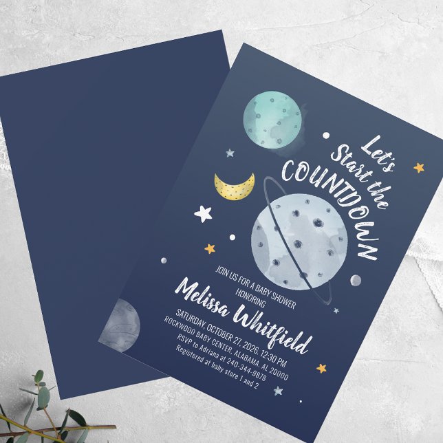 Invitation Baby shower de compte d'espace extra-atmosphérique (Outer Space Countdown Baby Shower Invitation)