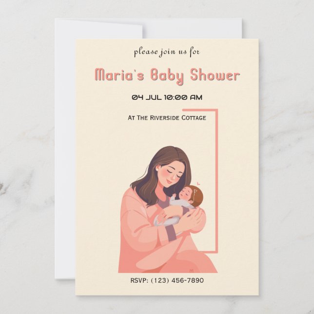 Invitation Baby shower de conception mère et bébé (Devant)
