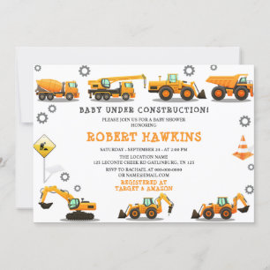 Invitation Baby shower de construction