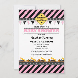 Invitation Baby shower de construction rose