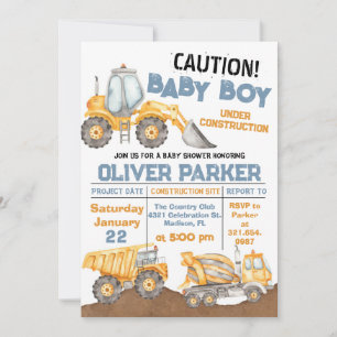 Invitation Baby shower de construction Truck Party