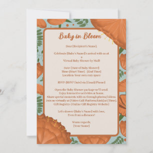 Invitation Baby shower de coquelicot orange par distance