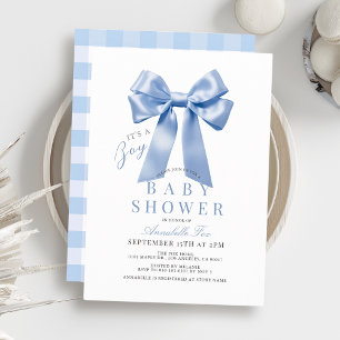 Invitation Baby shower de coquette Blue Bow Ruban Boy