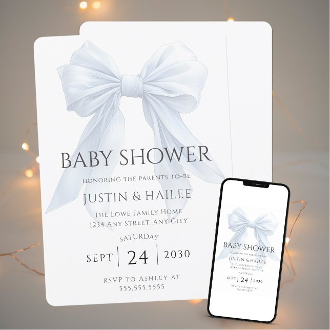 Invitation Baby shower de coquette pour fille blanche à mâcho (Créateur téléchargé)