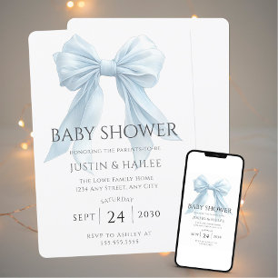 Invitation Baby shower de coquette pour fille Bleu modifiable