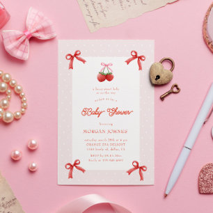 Invitation Baby shower de coquette rose pâle Berry