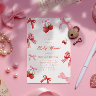 Invitation Baby shower de coquette rose pâle Berry