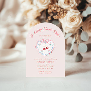 Invitation Baby shower de coquette rose pâle Berry