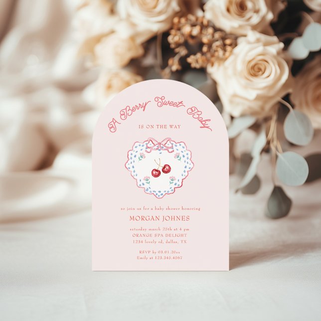 Invitation Baby shower de coquette rose pâle Berry (Créateur téléchargé)