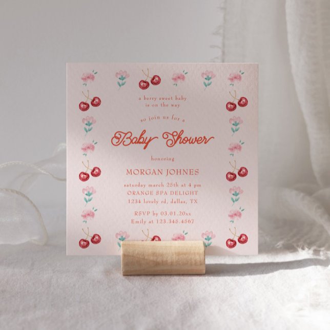 Invitation Baby shower de coquette rose pâle Berry (Créateur téléchargé)