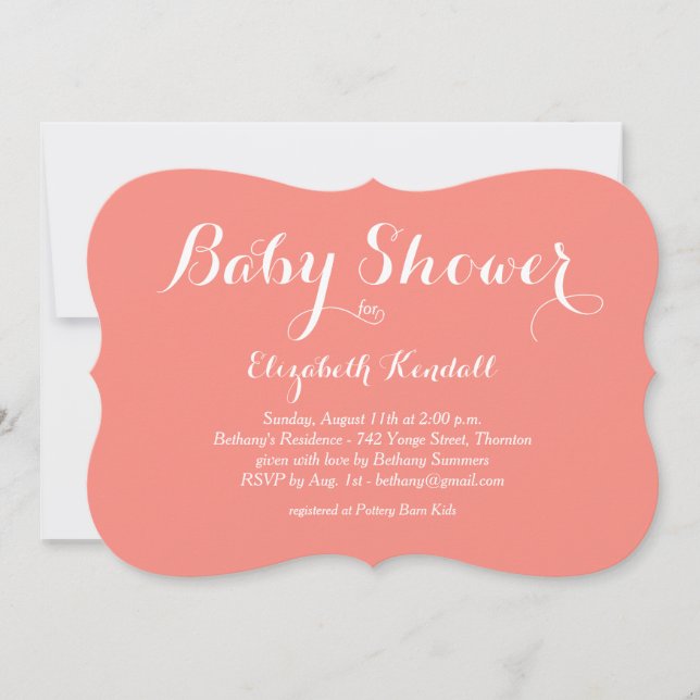 Invitation Baby shower de corail (Devant)