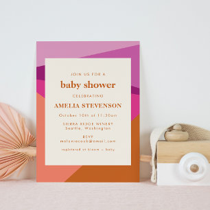 Invitation Baby shower de corail Lilac de rouille géométrique