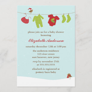 Invitation Baby shower de corde à linge d'hiver