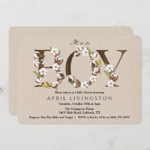 Invitation Baby shower de coton Alphabet