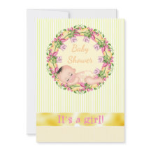 Invitation Baby shower de couchage en bande jaune