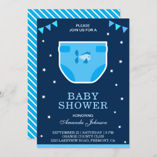 Invitation Baby shower de couches Cute Blue Boys