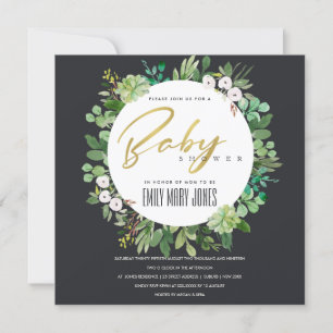 INVITATION BABY SHOWER DE COULEUR D'EAU SUCCULENTE DE RÉSERVE