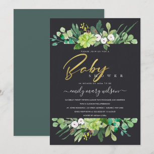 INVITATION BABY SHOWER DE COULEUR D'EAU SUCCULENTE DE RÉSERVE