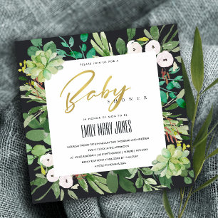 INVITATION BABY SHOWER DE COULEUR D'EAU SUCCULENTE DES ÉCHAPP