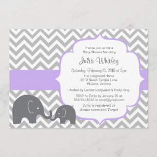 Invitation Baby shower de couleur modifiable Little Elephant 