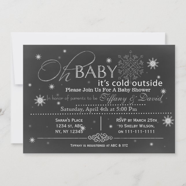 Invitation Baby shower de Couple de neige unisex (Devant)