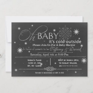 Invitation Baby shower de Couple de neige unisex