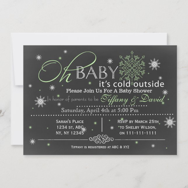 Invitation Baby shower de Couple de neige unisex (Devant)
