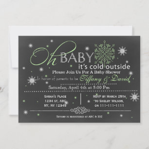 Invitation Baby shower de Couple de neige unisex