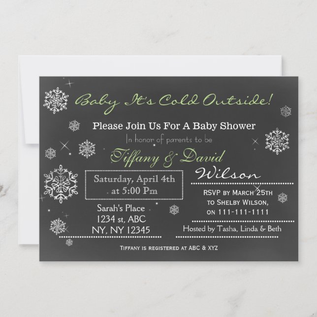 Invitation Baby shower de Couple de neige unisex (Devant)