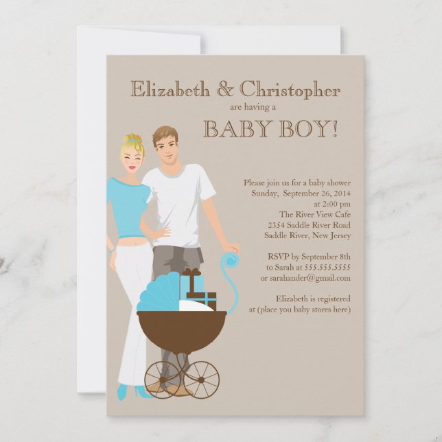 Invitation Baby shower de couple de papa de maman moderne (Devant)