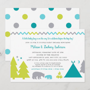 Invitation Baby shower de couples de garçons Ours nordique