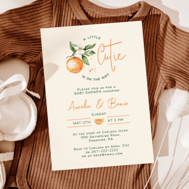 Invitation Baby shower de Couples de Petite Cutie Orange (Créateur téléchargé)