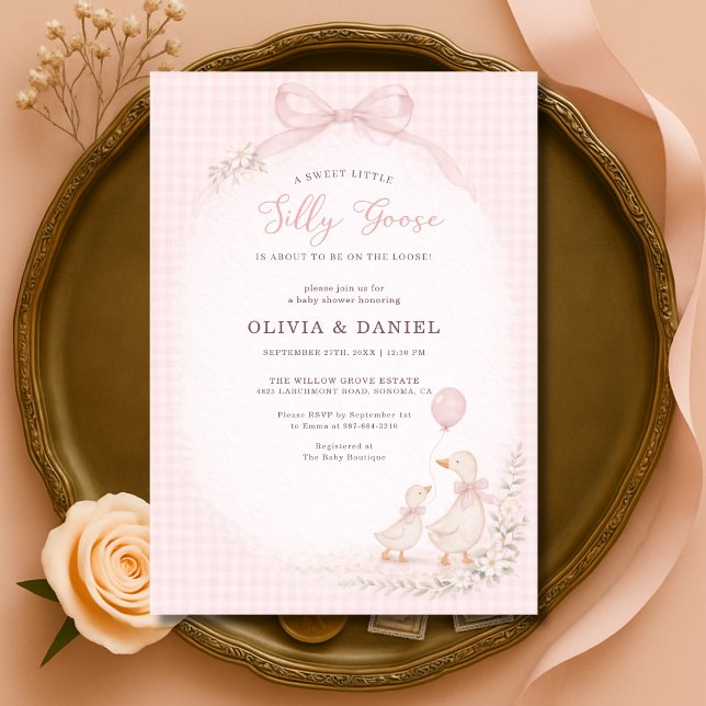 Invitation Baby Shower de couples Silly Goose Rose (Créateur téléchargé)