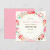 Baby shower de courge de gâteau de menthe rose dou
