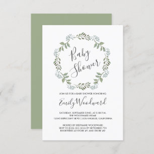 Invitation Baby shower de couronne botanique Sage Greenery